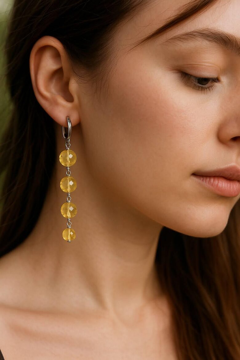 Long Faceted Baltic Amber Earrings